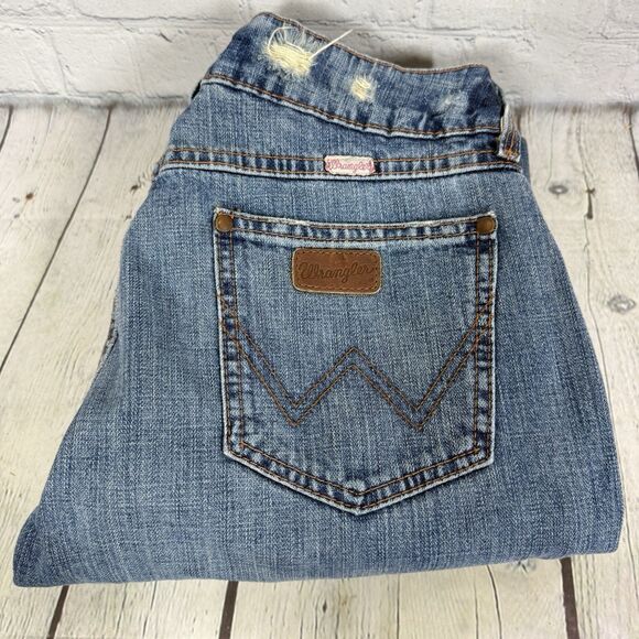 Wrangler Jeans Women Size 12 Blue Cotton Denim Low Rise Mid Washed Western - Picture 1 of 16
